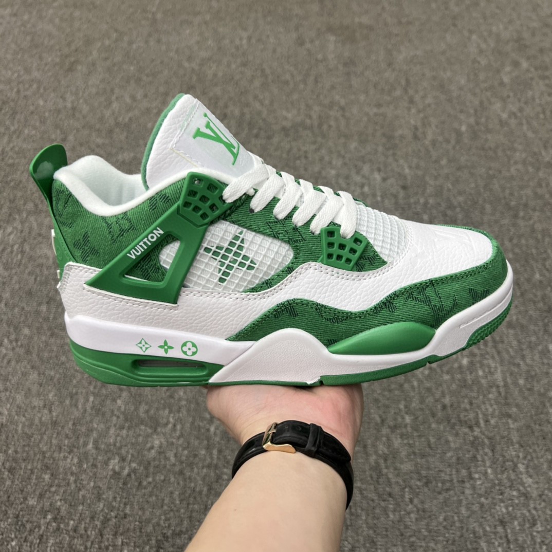 Women's Running weapon Air Jordan 4 Louis Vuitton x White/Green Shoes 066 Women's Running weapon Air Jordan 4 Louis Vuitton x White/Green Shoes 066